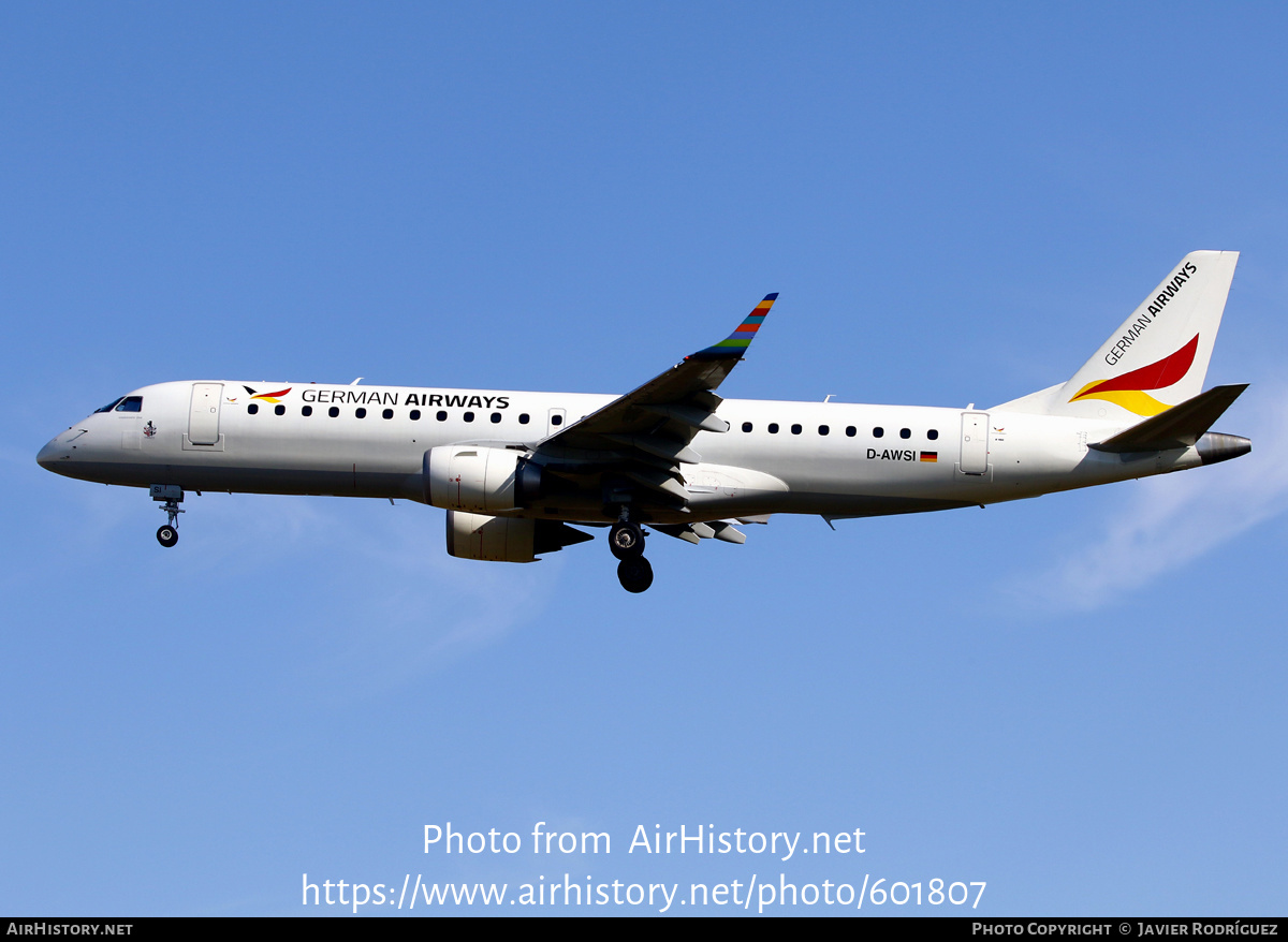 Aircraft Photo of D-AWSI | Embraer 190LR (ERJ-190-100LR) | German Airways | AirHistory.net #601807