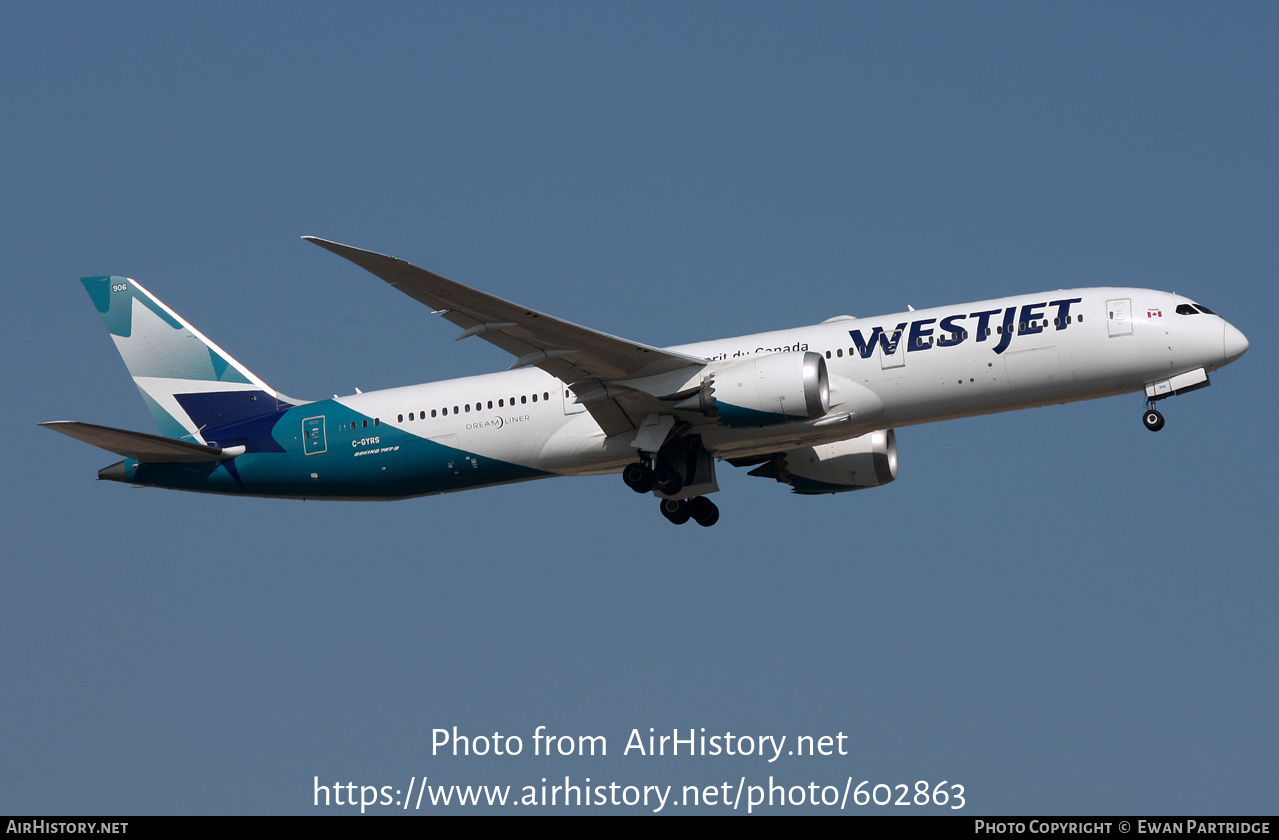 Aircraft Photo of C-GYRS | Boeing 787-9 Dreamliner | WestJet | AirHistory.net #602863