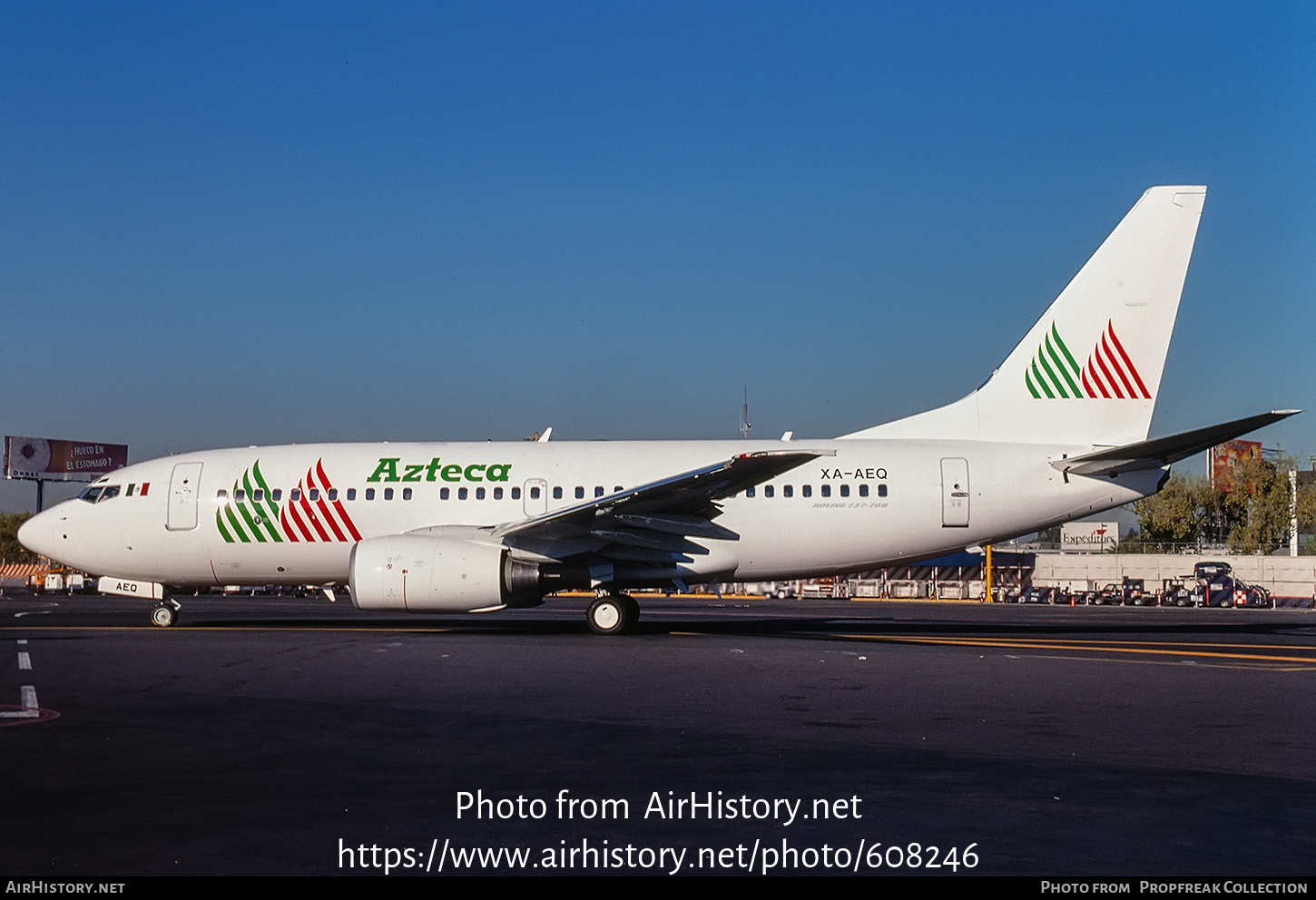 Aircraft Photo of XA-AEQ | Boeing 737-7EA | Líneas Aéreas Azteca | AirHistory.net #608246