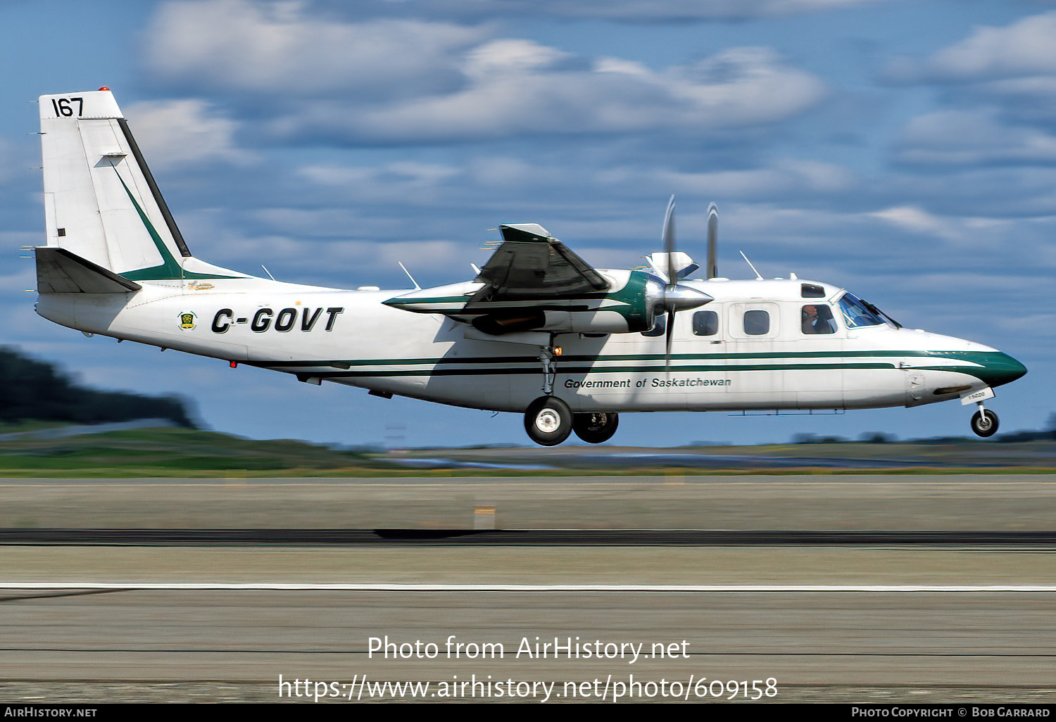 Aircraft Photo of C-GOVT | Gulfstream Aerospace 690D Jetprop 900 | Saskatchewan Government | AirHistory.net #609158