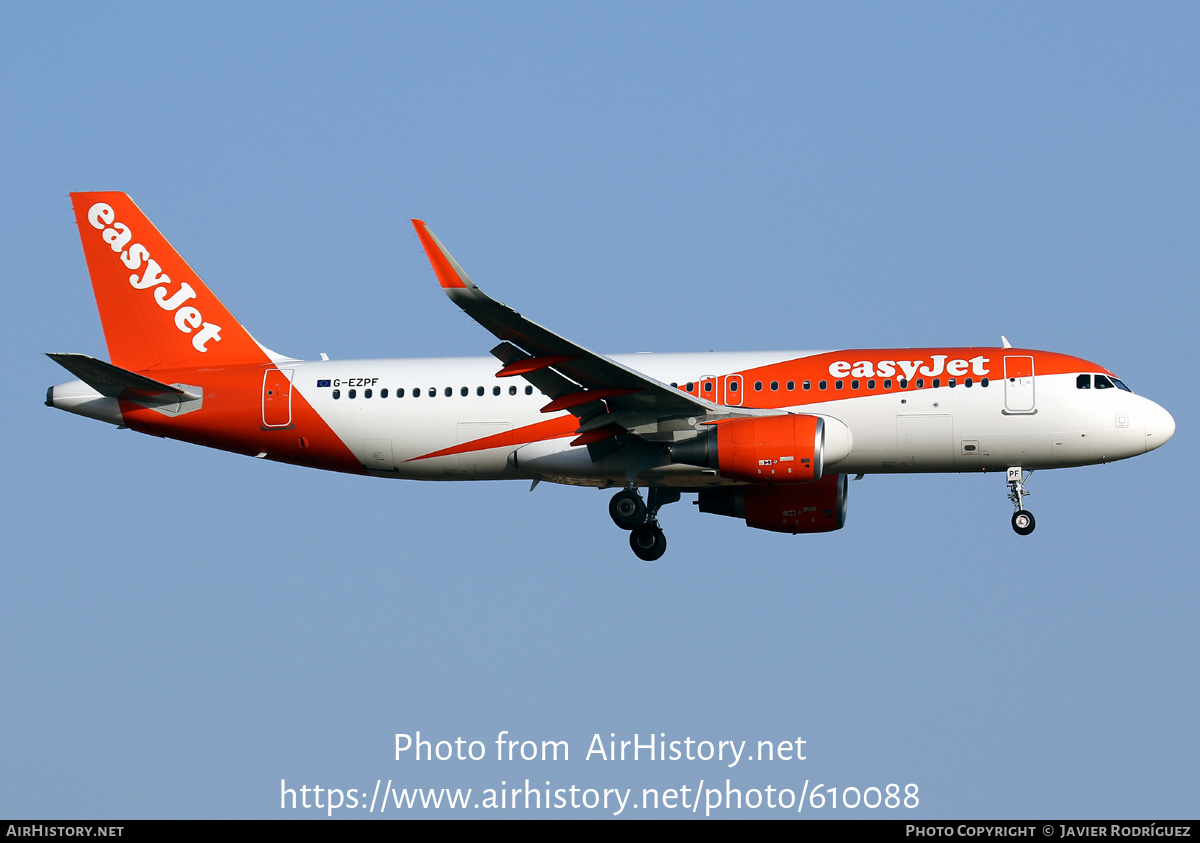 Aircraft Photo of G-EZPF | Airbus A320-214 | EasyJet | AirHistory.net #610088