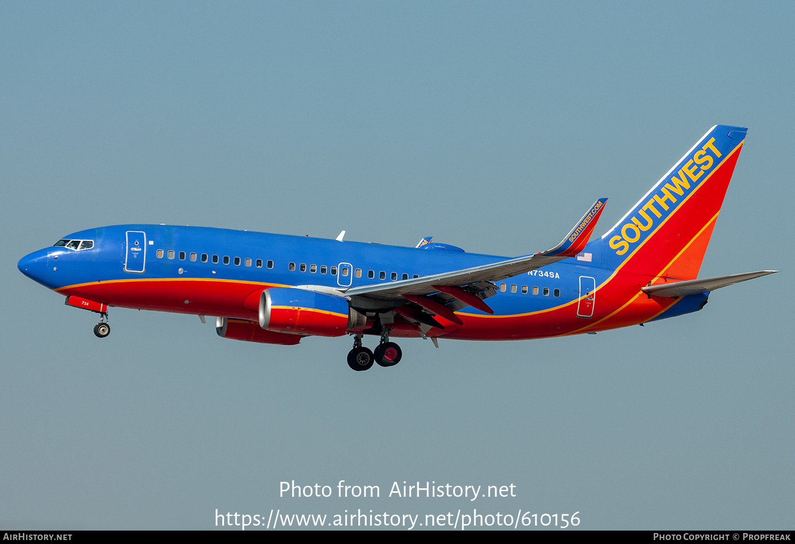 Aircraft Photo of N734SA | Boeing 737-7H4 | Southwest Airlines | AirHistory.net #610156