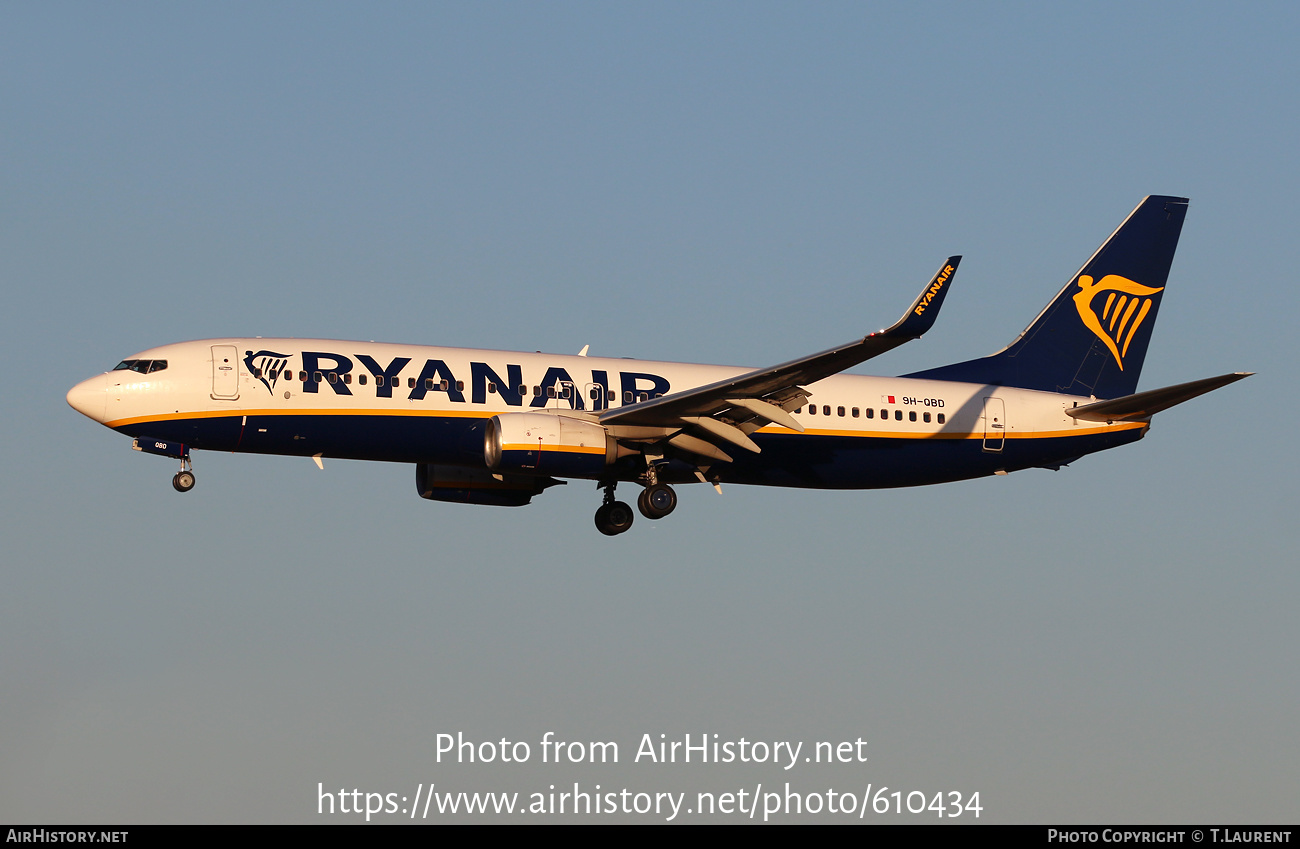 Aircraft Photo of 9H-QBD | Boeing 737-8AS | Ryanair | AirHistory.net #610434