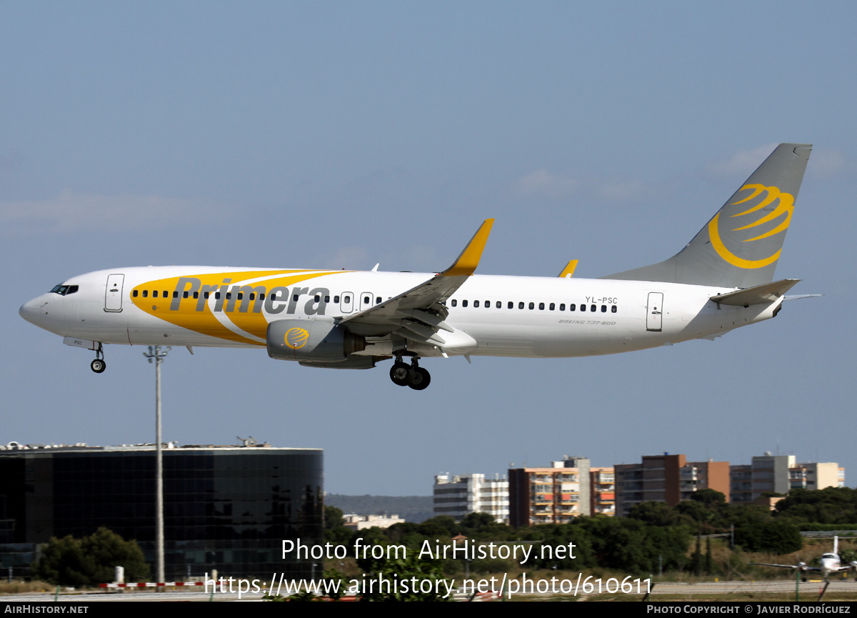 Aircraft Photo of YL-PSC | Boeing 737-86N | Primera Air | AirHistory.net #610611