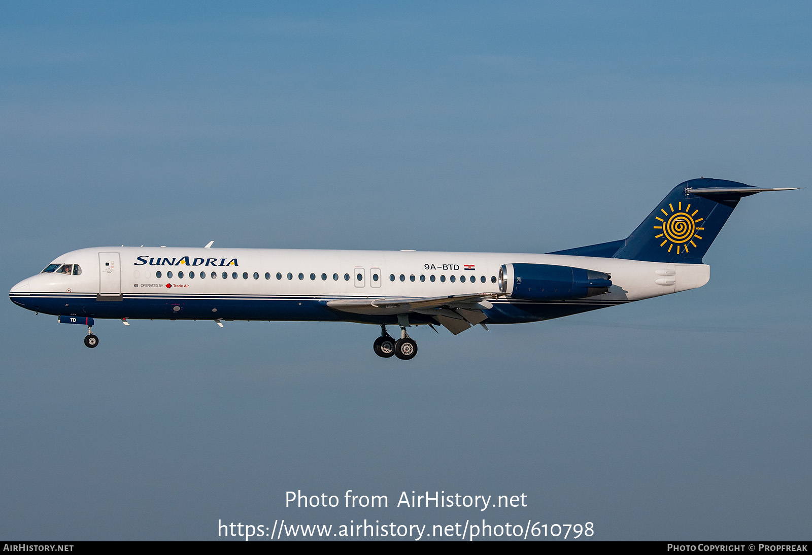 Aircraft Photo of 9A-BTD | Fokker 100 (F28-0100) | SunAdria Airlines | AirHistory.net #610798