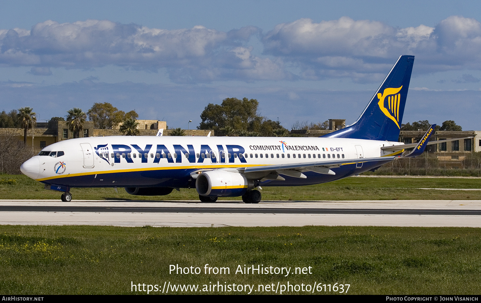 Aircraft Photo of EI-EFT | Boeing 737-8AS | Ryanair | AirHistory.net #611637
