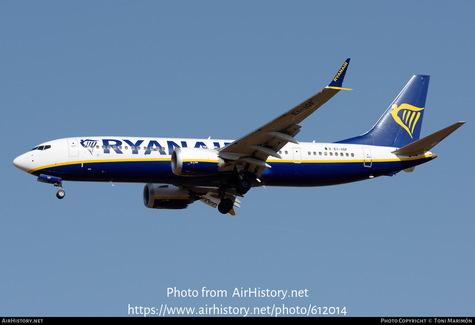 Aircraft Photo of EI-IGF | Boeing 737-8200 Max 200 | Ryanair | AirHistory.net #612014