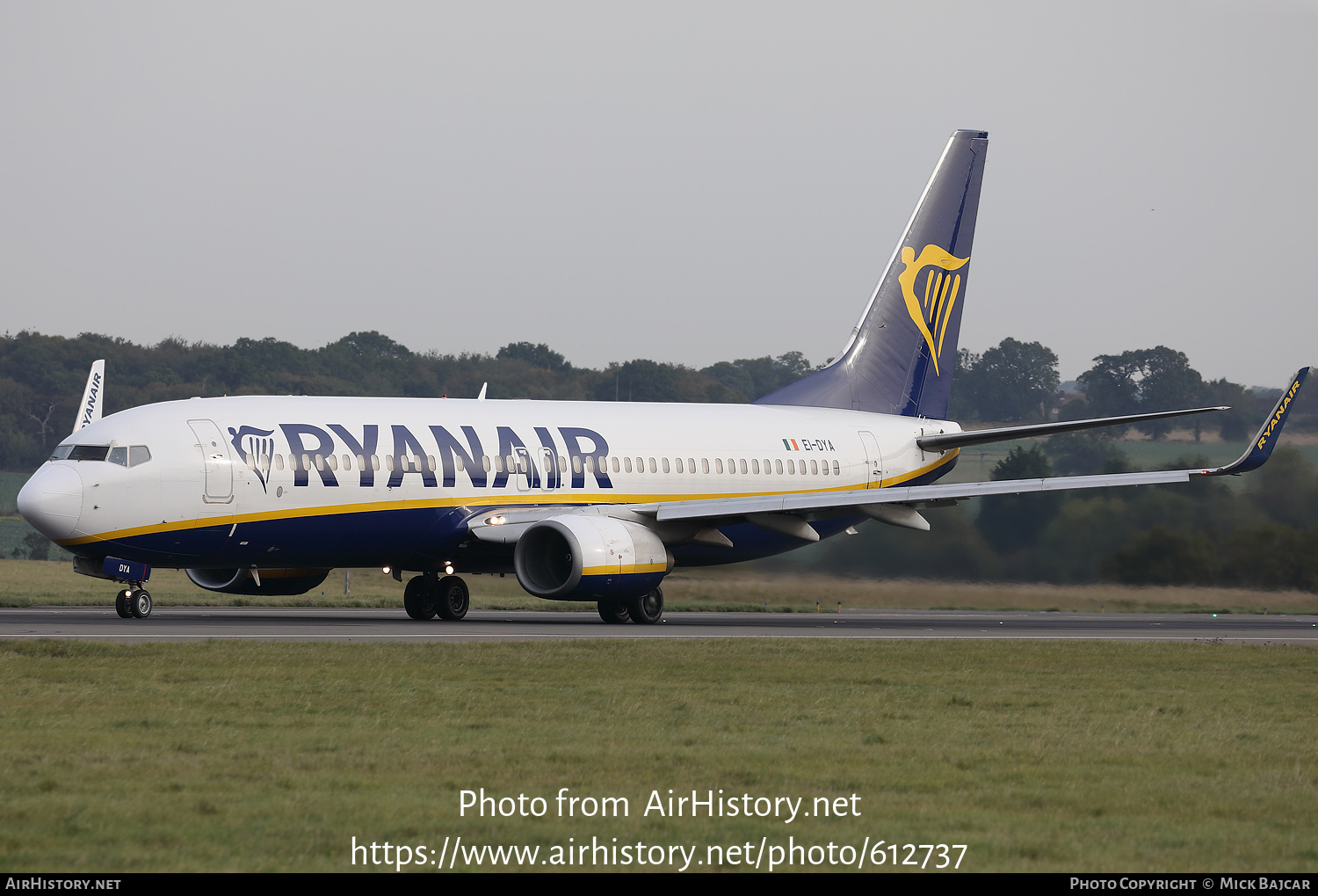 Aircraft Photo of EI-DYA | Boeing 737-8AS | Ryanair | AirHistory.net #612737