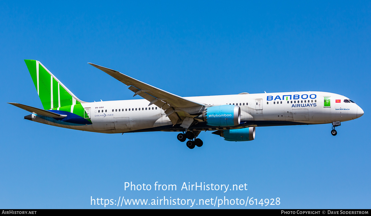 Aircraft Photo of VN-A818 | Boeing 787-9 Dreamliner | Bamboo Airways | AirHistory.net #614928