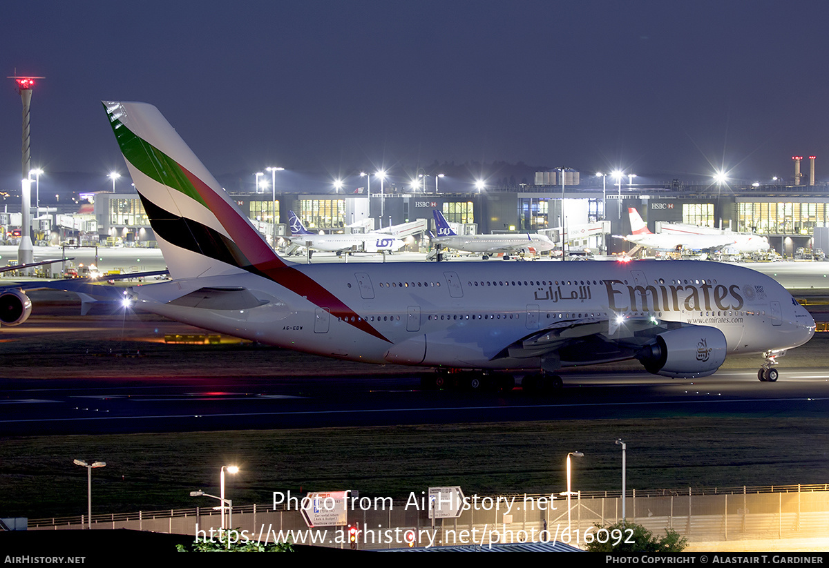 Aircraft Photo of A6-EDW | Airbus A380-861 | Emirates | AirHistory.net #616092