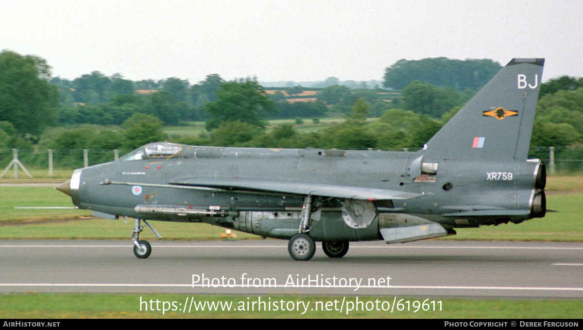 Aircraft Photo of XR759 | English Electric Lightning F6 | UK - Air Force | AirHistory.net #619611