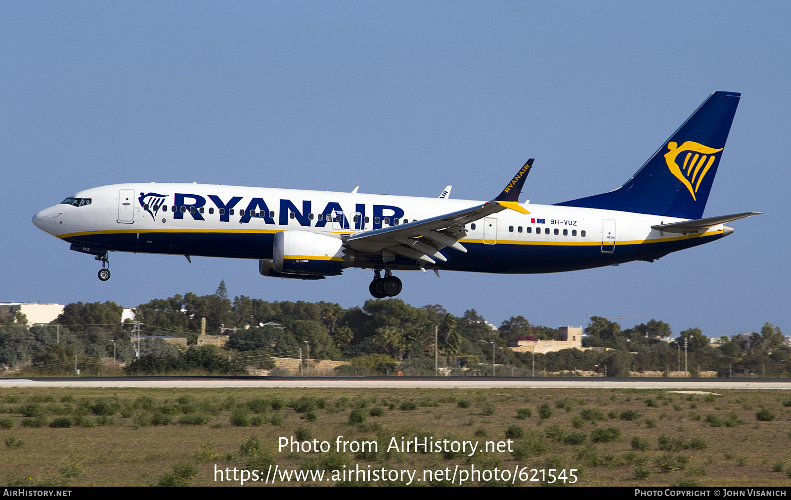 Aircraft Photo of 9H-VUZ | Boeing 737-8200 Max 200 | Ryanair | AirHistory.net #621545