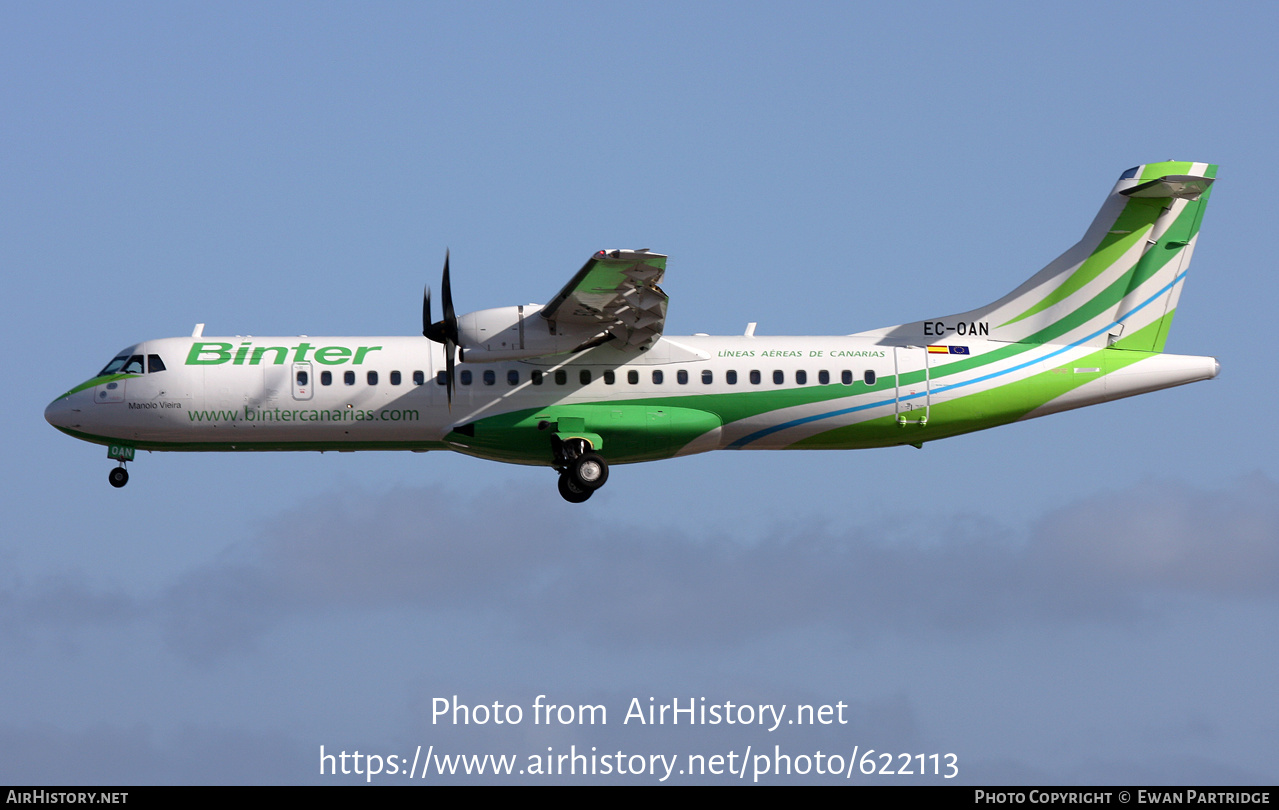 Aircraft Photo of EC-OAN | ATR ATR-72-600 (ATR-72-212A) | Binter Canarias | AirHistory.net #622113