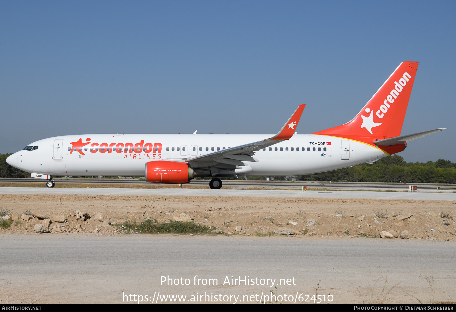 Aircraft Photo of TC-COR | Boeing 737-800 | Corendon Airlines ...