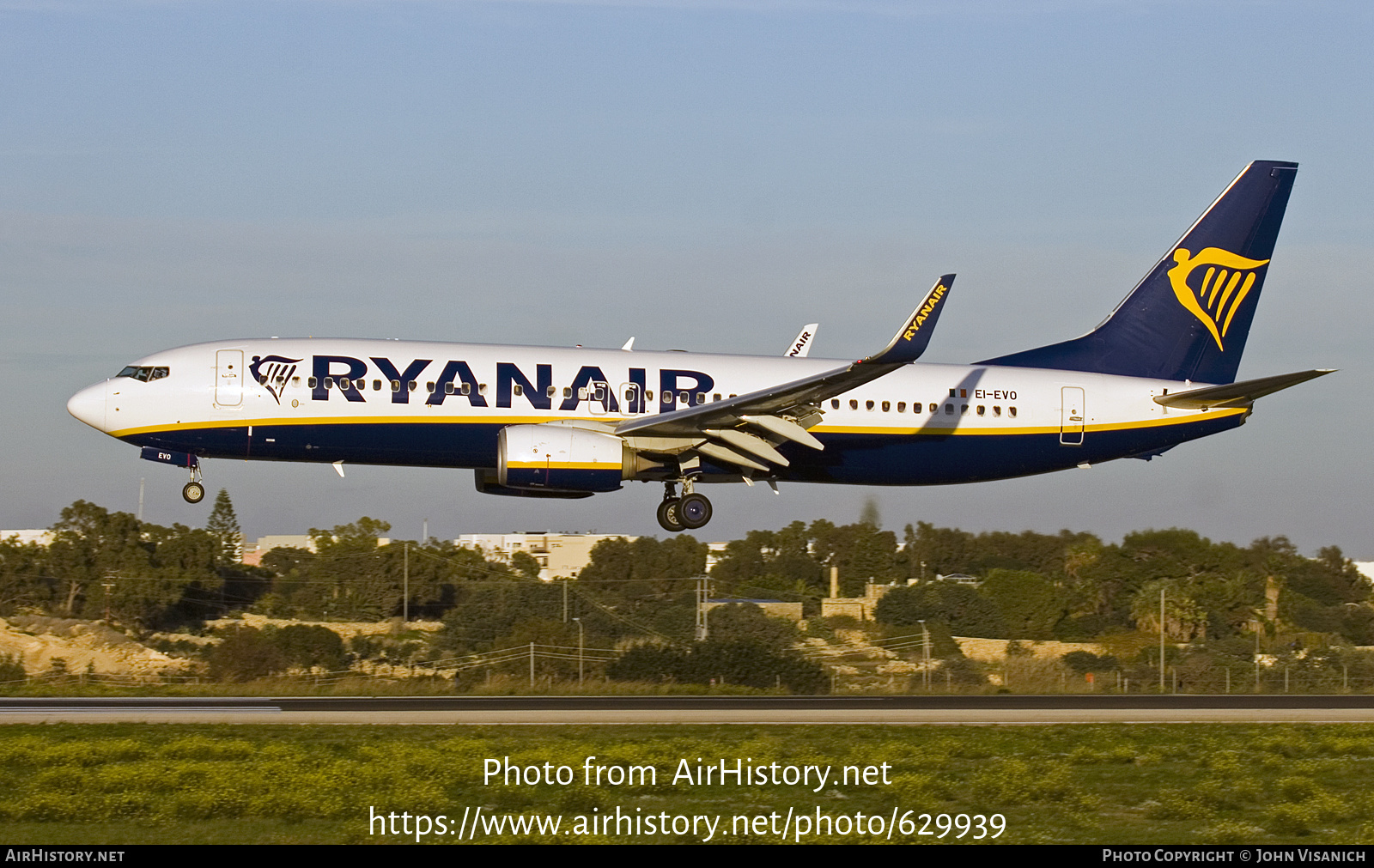 Aircraft Photo of EI-EVO | Boeing 737-8AS | Ryanair | AirHistory.net #629939