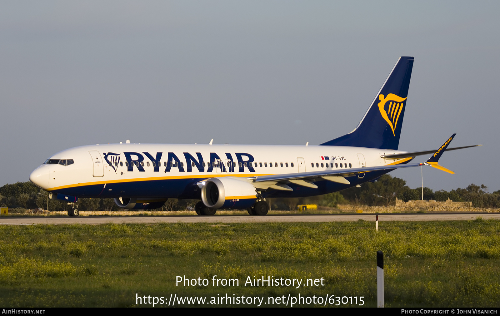 Aircraft Photo of 9H-VVL | Boeing 737-8 Max 8 | Ryanair | AirHistory.net #630115