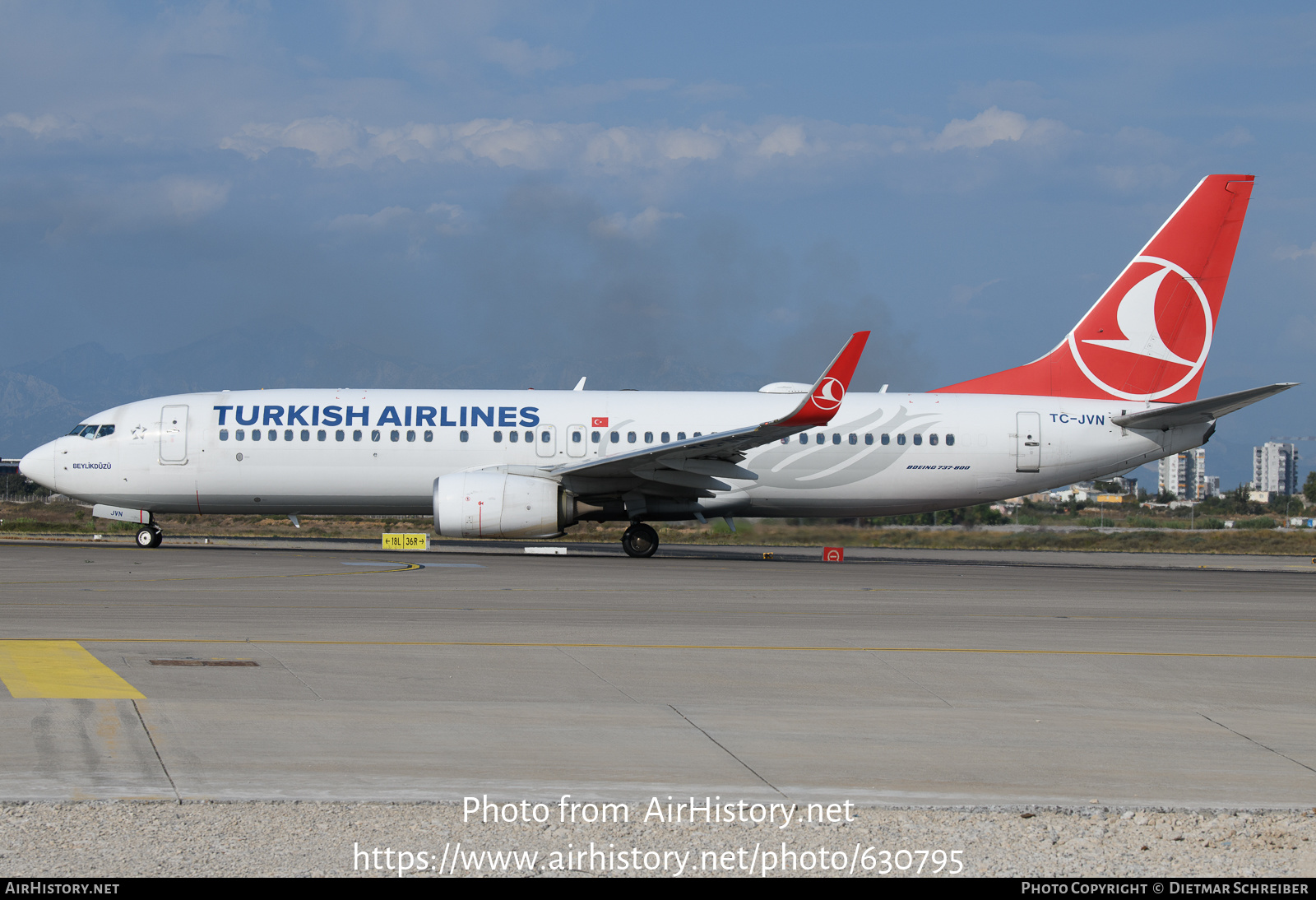 Aircraft Photo of TC-JVN | Boeing 737-8F2 | Turkish Airlines | AirHistory.net #630795