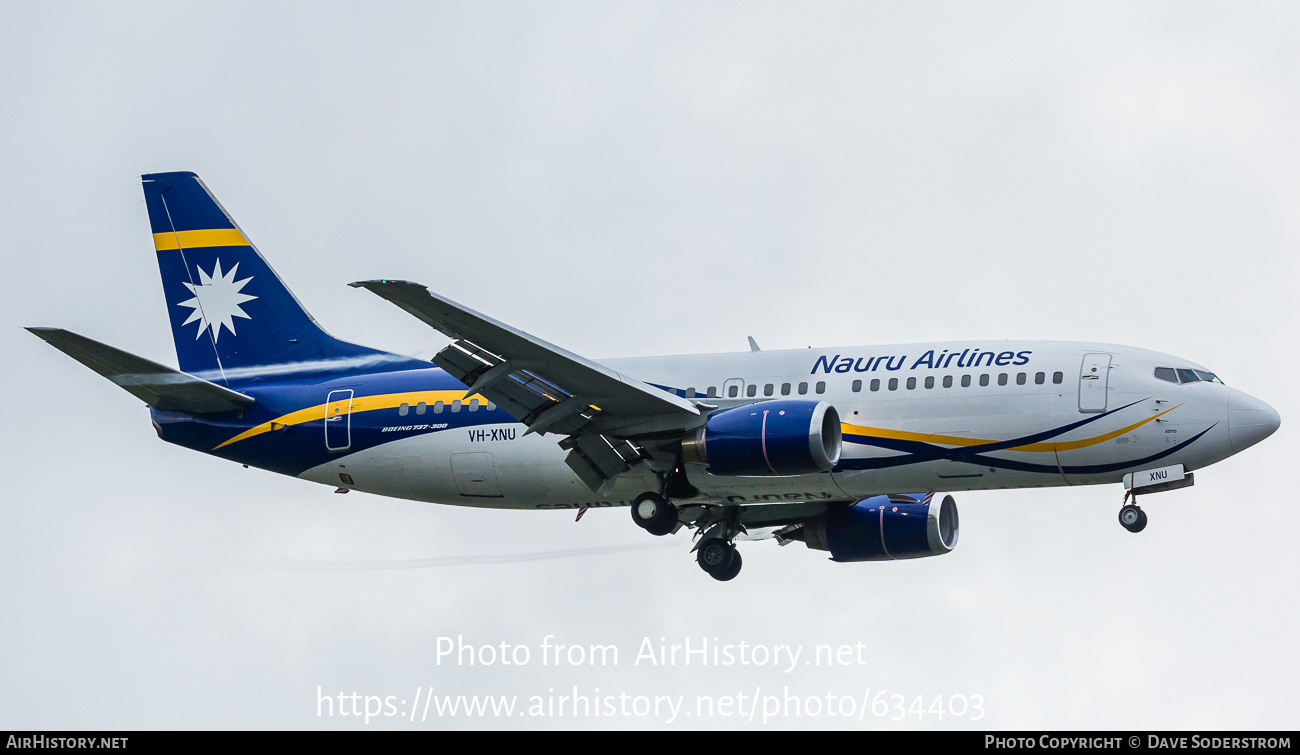 Aircraft Photo of VH-XNU | Boeing 737-319 | Nauru Airlines | AirHistory.net #634403