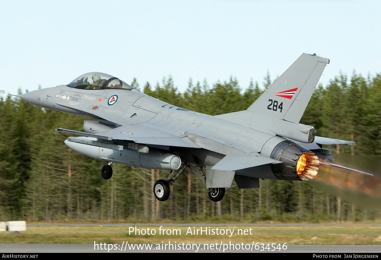 Aircraft Photo of 284 | General Dynamics F-16AM Fighting Falcon | Norway - Air Force | AirHistory.net #634546