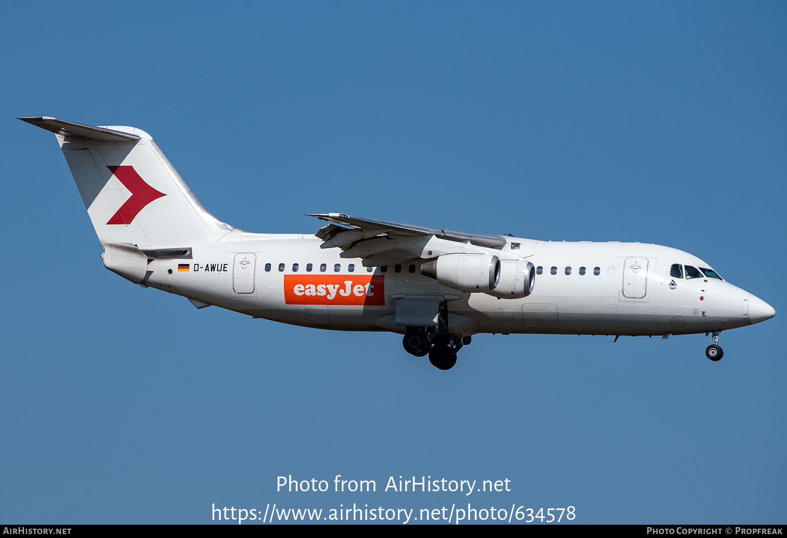 Aircraft Photo of D-AWUE | British Aerospace BAe-146-200 | EasyJet | AirHistory.net #634578