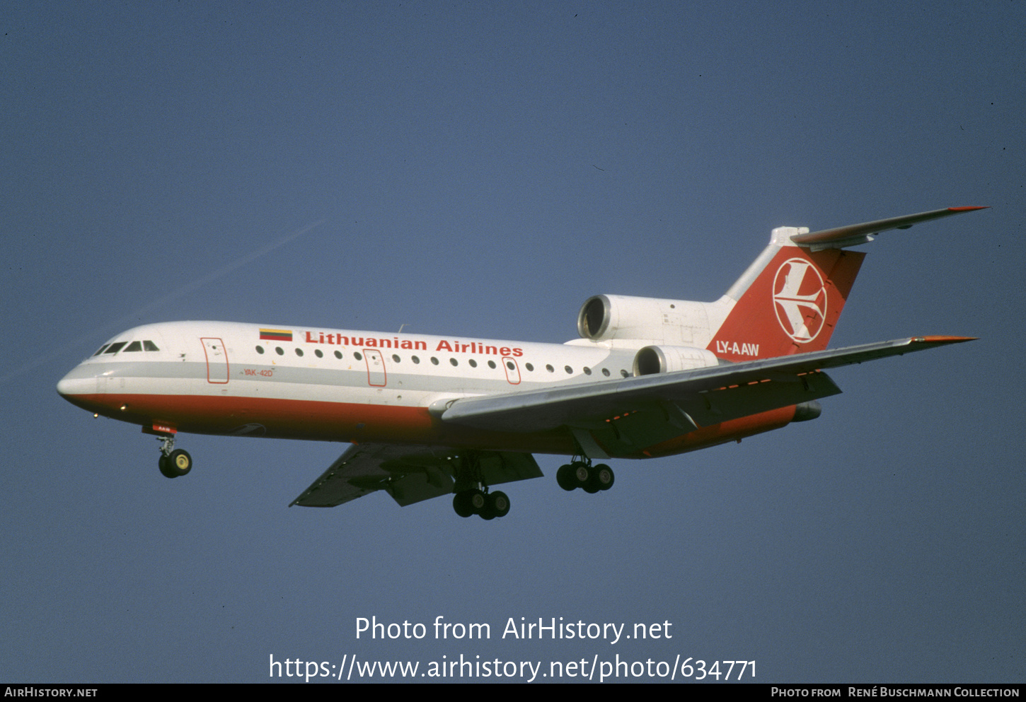 Aircraft Photo of LY-AAW | Yakovlev Yak-42D | Lithuanian Airlines | AirHistory.net #634771