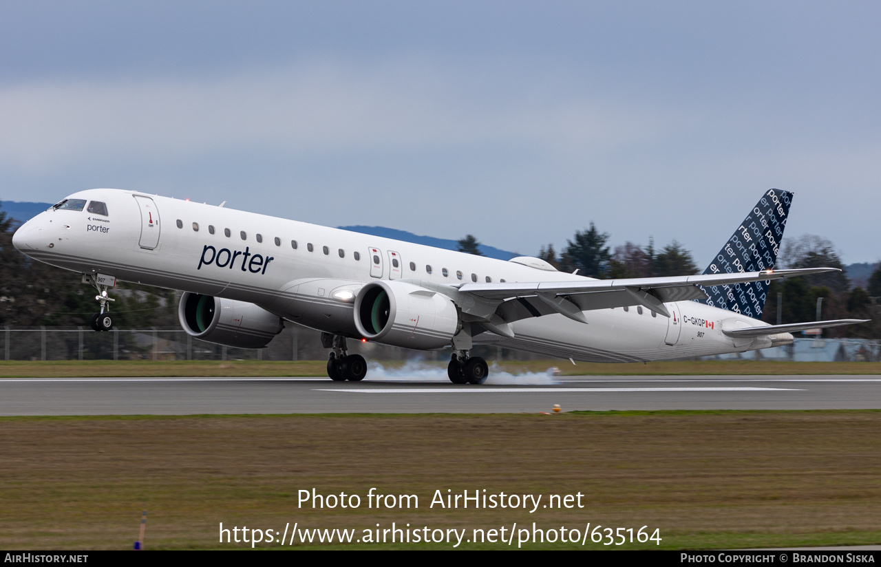 Aircraft Photo of C-GKQP | Embraer 195-E2 (ERJ-190-400) | Porter Airlines | AirHistory.net #635164