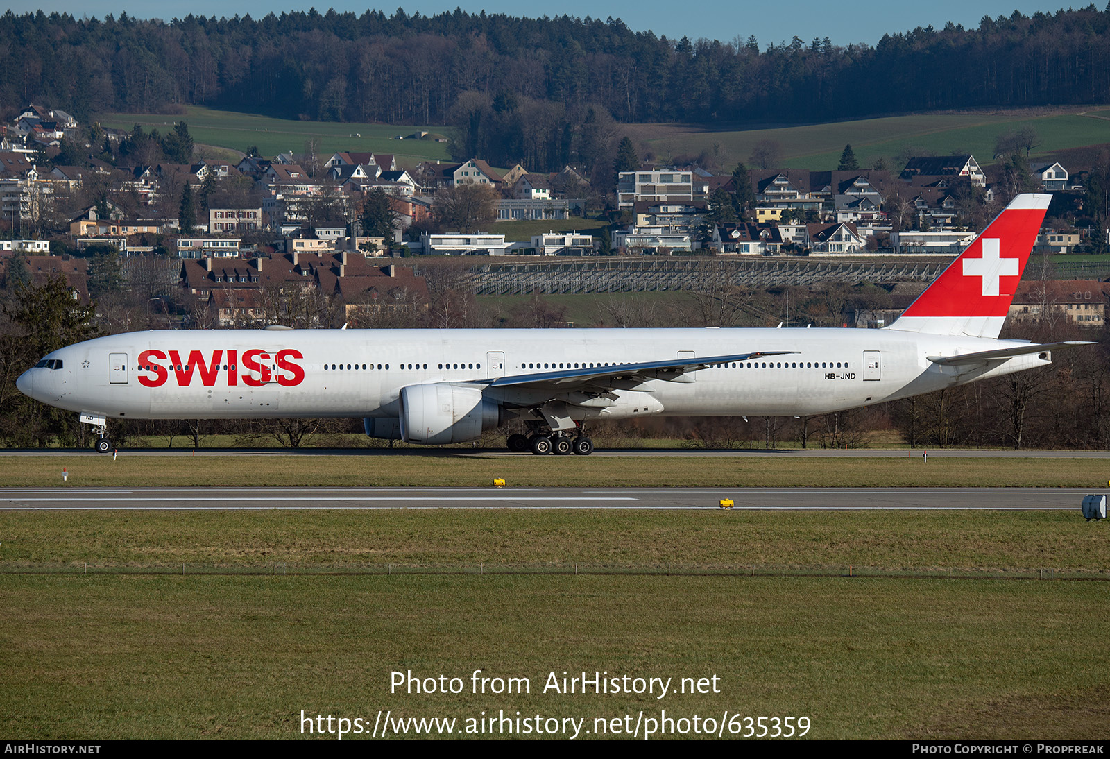 Aircraft Photo of HB-JND | Boeing 777-3DE/ER | Swiss International Air Lines | AirHistory.net #635359