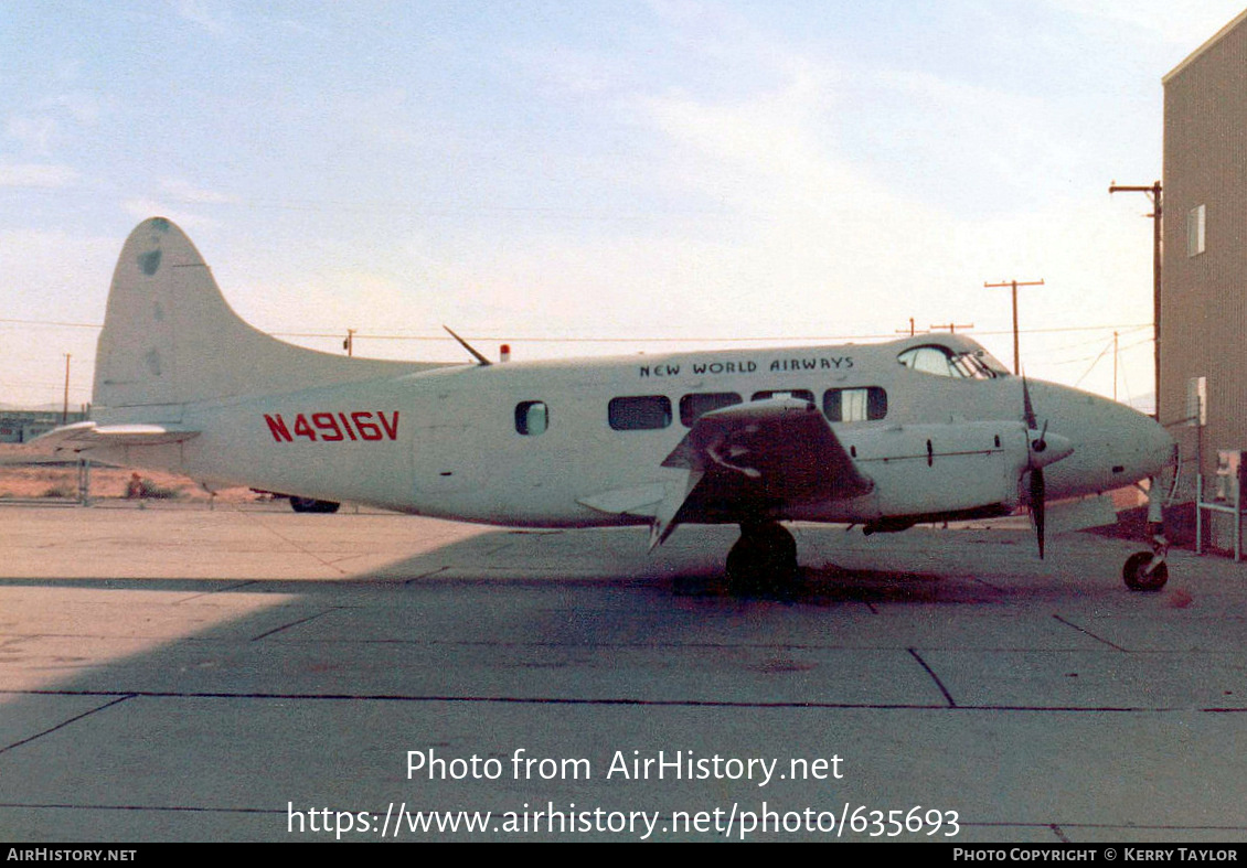 Aircraft Photo of N4916V | De Havilland D.H. 104 Dove 5A | New World Airways | AirHistory.net #635693