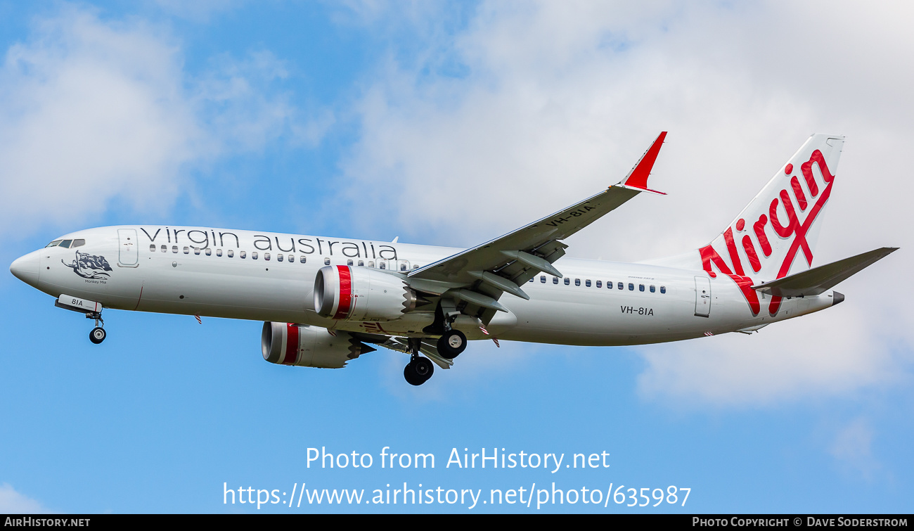 Aircraft Photo of VH-8IA | Boeing 737-8 Max 8 | Virgin Australia Airlines | AirHistory.net #635987