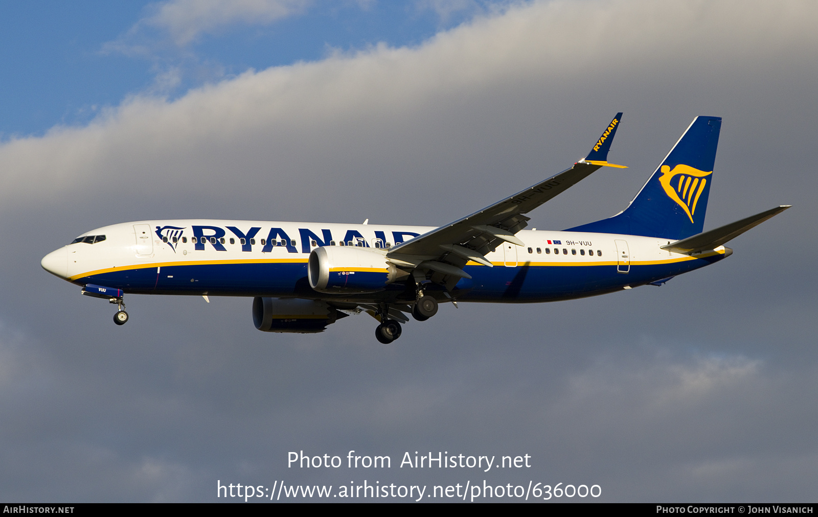 Aircraft Photo of 9H-VUU | Boeing 737-8200 Max 200 | Ryanair | AirHistory.net #636000