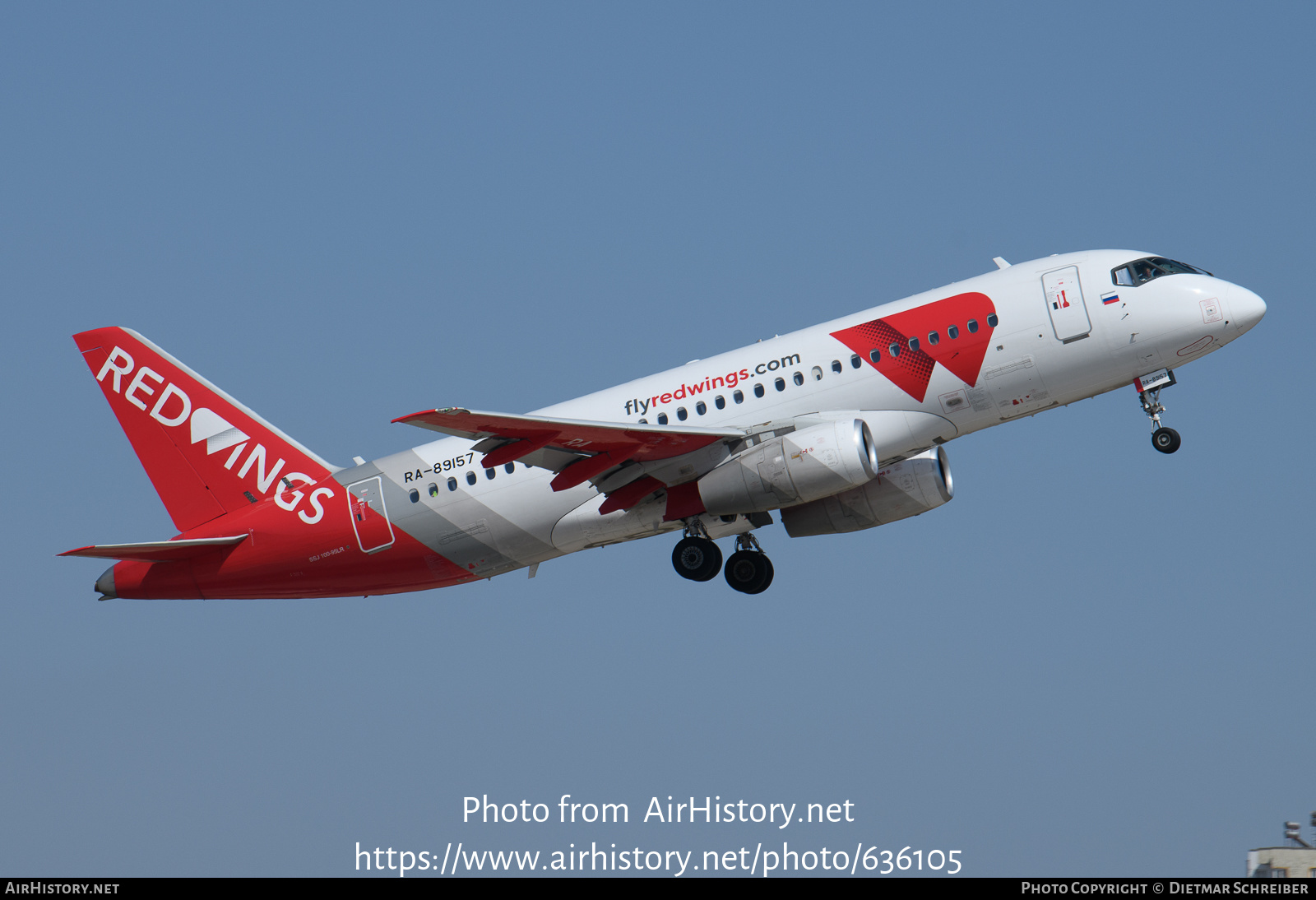 Aircraft Photo of RA-89157 | Sukhoi SSJ-100-95B Superjet 100 (RRJ-95B) | Red Wings | AirHistory.net #636105