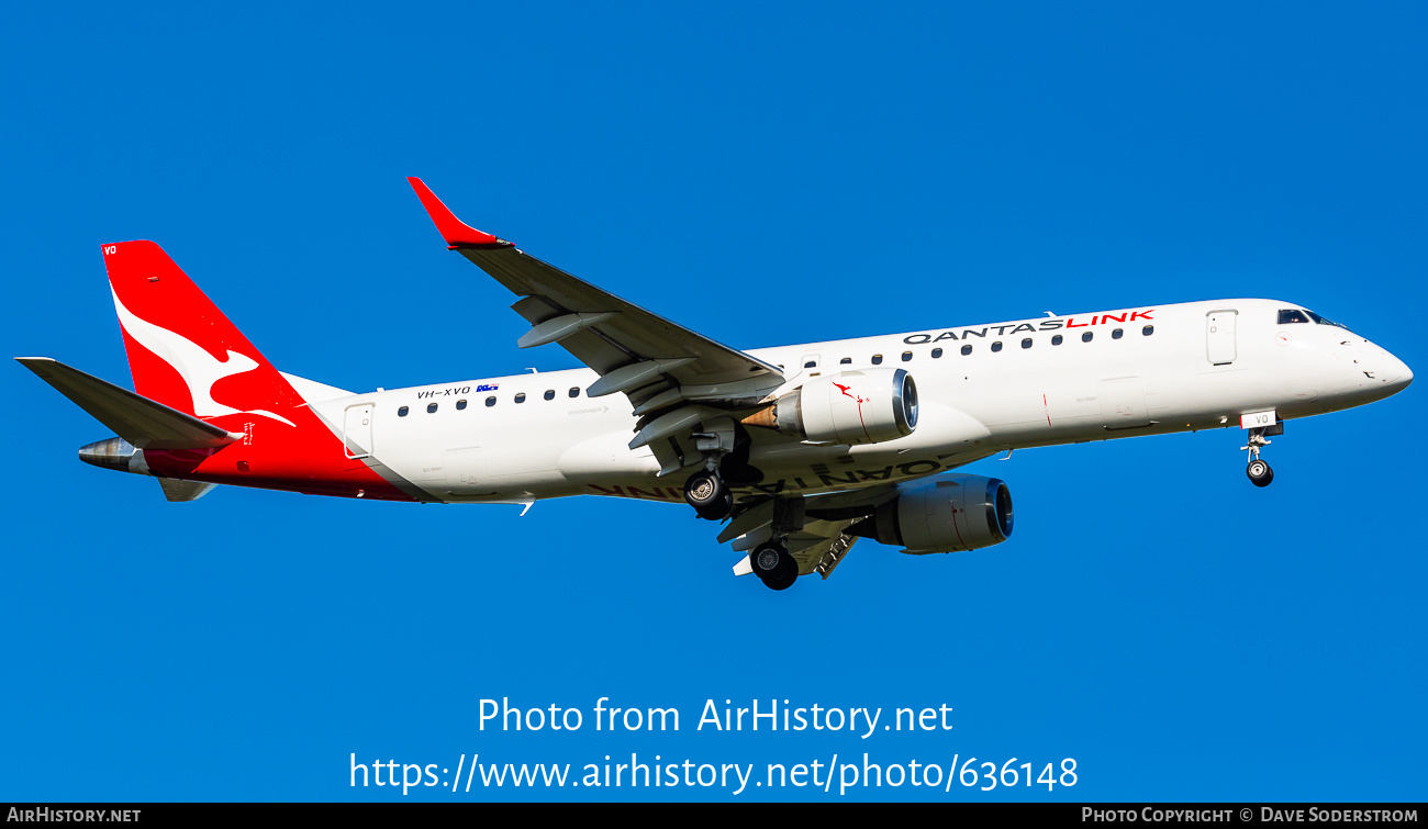 Aircraft Photo of VH-XVO | Embraer 190AR (ERJ-190-100IGW) | QantasLink | AirHistory.net #636148