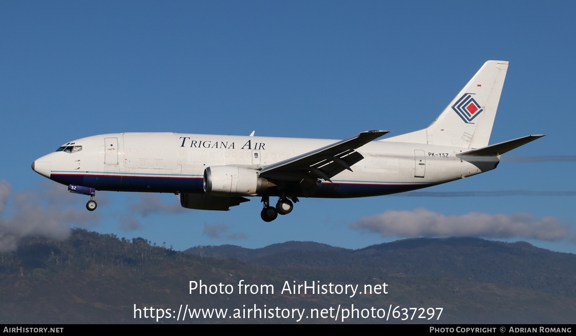 Aircraft Photo of PK-YSZ | Boeing 737-3Z0(SF) | Trigana Air | AirHistory.net #637297