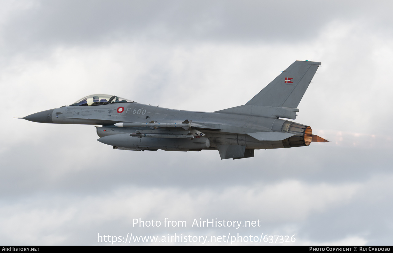 Aircraft Photo of E-600 | General Dynamics F-16AM Fighting Falcon | Denmark - Air Force | AirHistory.net #637326