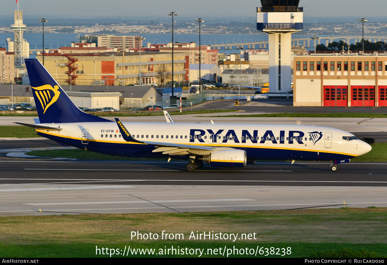 Aircraft Photo of EI-DYW | Boeing 737-8AS | Ryanair | AirHistory.net #638238