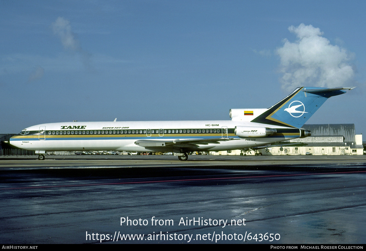 Aircraft Photo of HC-BHM / FAE-078 | Boeing 727-2T3/Adv | TAME - Transportes Aéreos Militares Ecuatorianos | AirHistory.net #643650