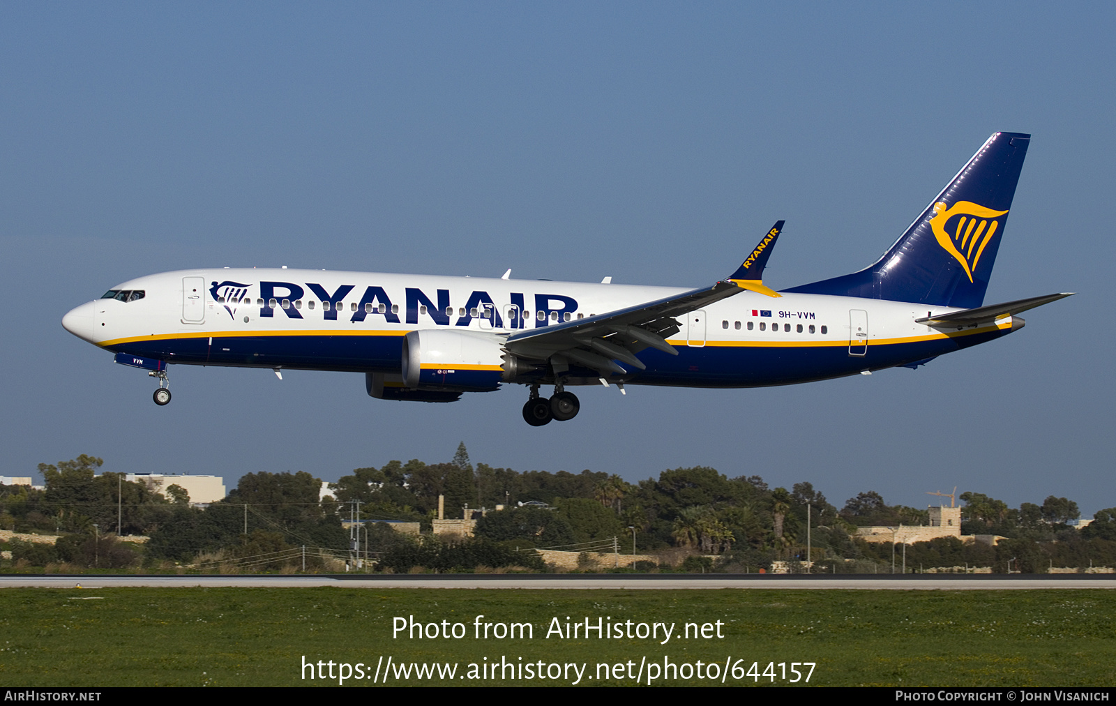 Aircraft Photo of 9H-VVM | Boeing 737-8200 Max 200 | Ryanair | AirHistory.net #644157