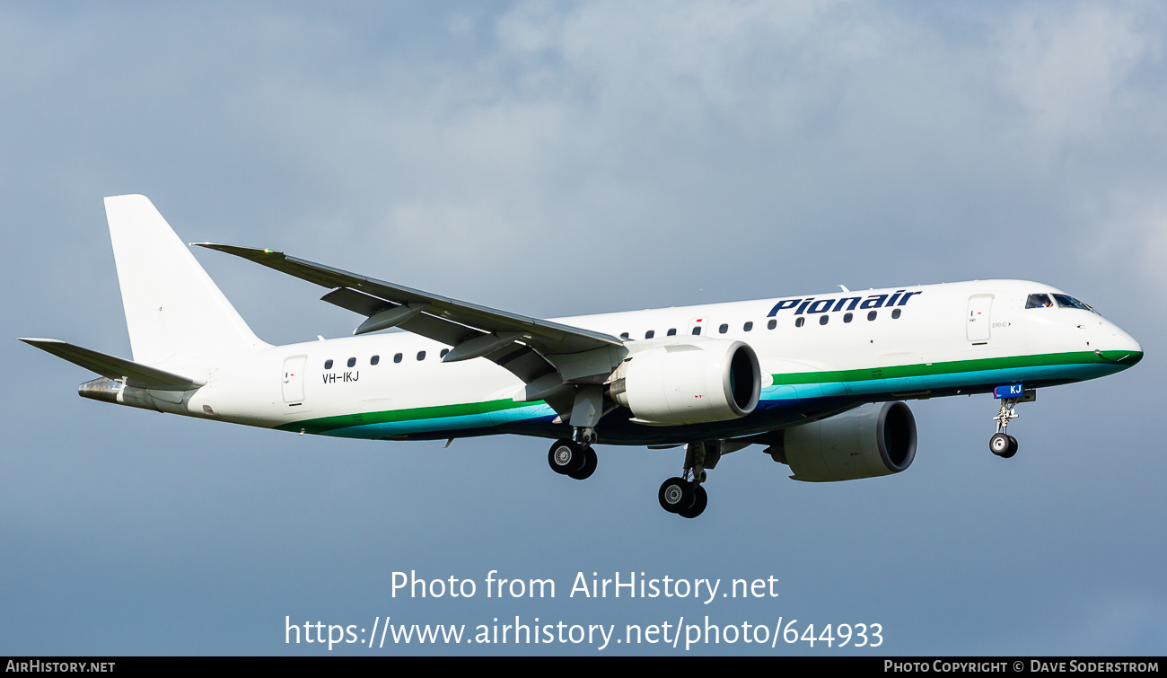 Aircraft Photo of VH-IKJ | Embraer 190-E2 (ERJ-190-300) | Pionair | AirHistory.net #644933