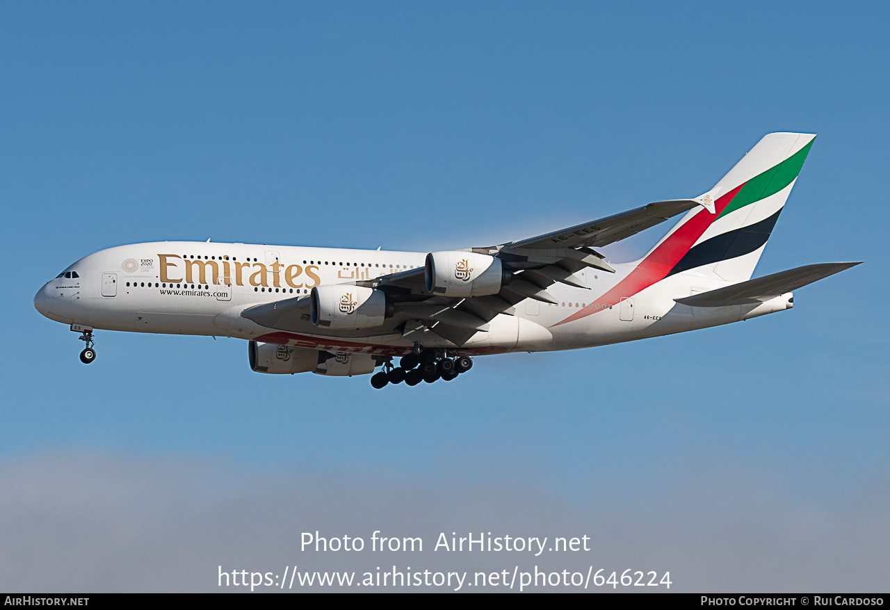 Aircraft Photo of A6-EES | Airbus A380-861 | Emirates | AirHistory.net #646224