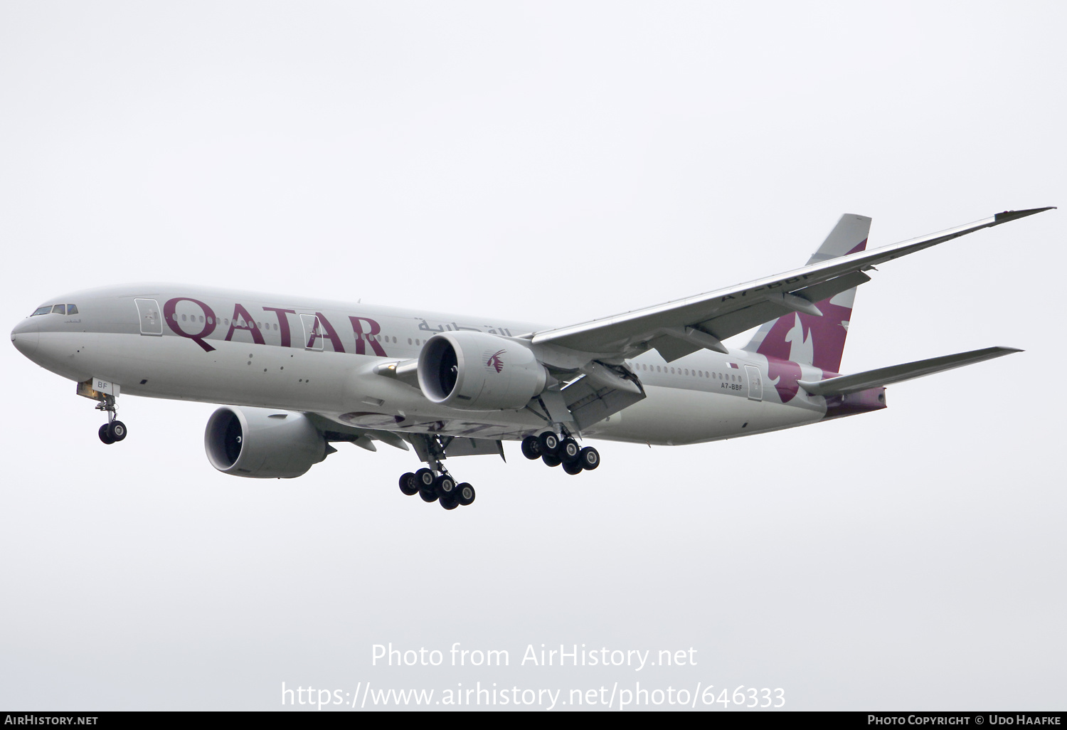 Aircraft Photo of A7-BBF | Boeing 777-2DZ/LR | Qatar Airways | AirHistory.net #646333