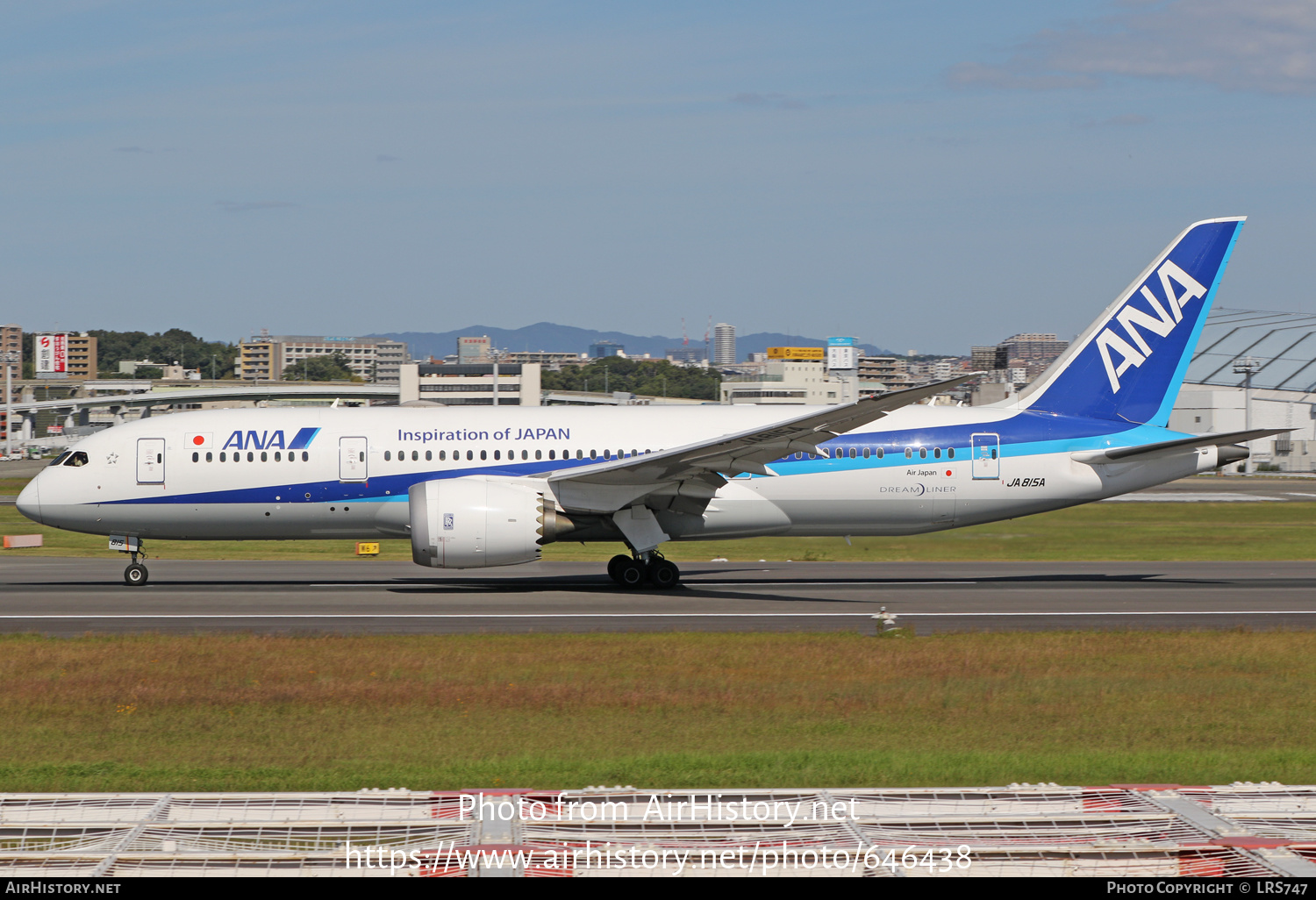 Aircraft Photo of JA815A | Boeing 787-8 Dreamliner | All Nippon Airways - ANA | AirHistory.net #646438