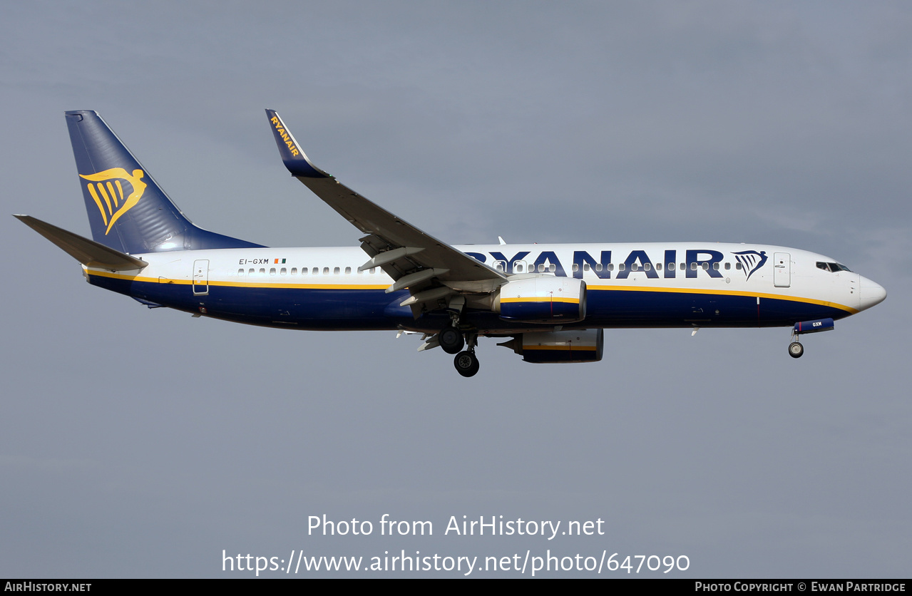 Aircraft Photo of EI-GXM | Boeing 737-800 | Ryanair | AirHistory.net #647090