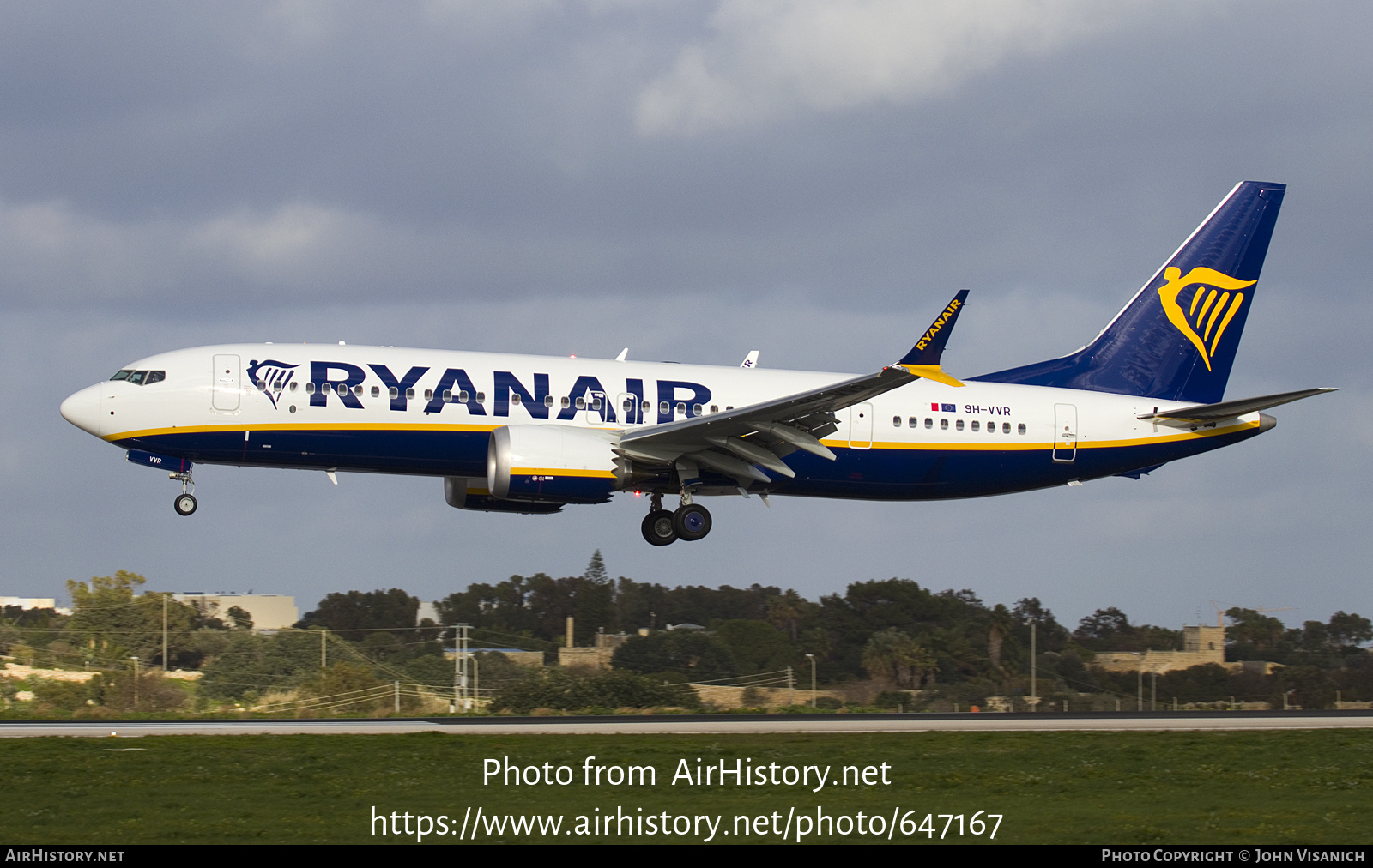 Aircraft Photo of 9H-VVR | Boeing 737-8200 Max 200 | Ryanair | AirHistory.net #647167