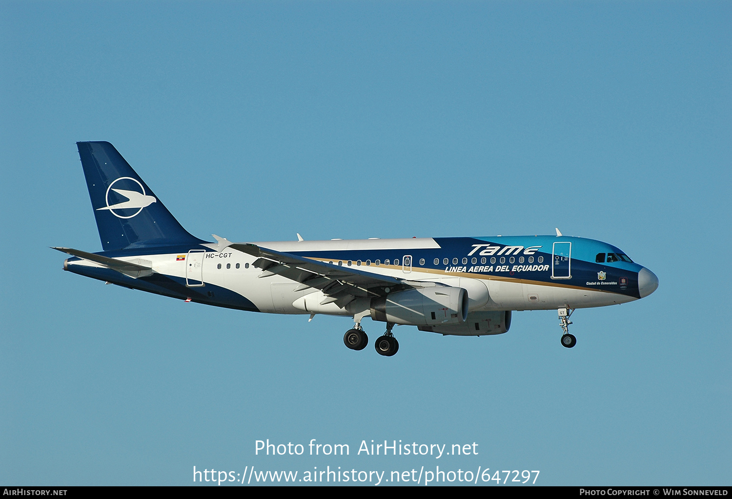 Aircraft Photo of HC-CGT | Airbus A319-132 | TAME Línea Aérea del Ecuador | AirHistory.net #647297