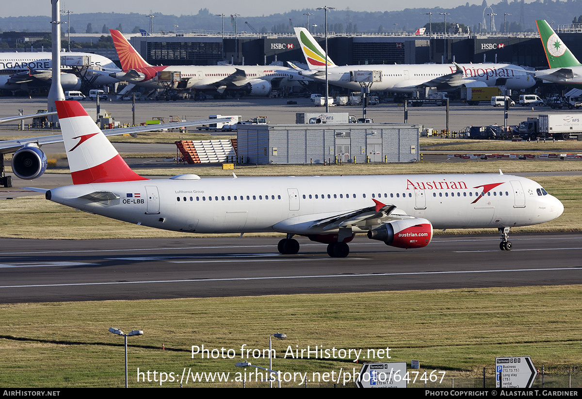 Aircraft Photo of OE-LBB | Airbus A321-111 | Austrian Airlines | AirHistory.net #647467