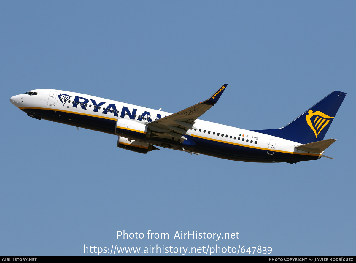 Aircraft Photo of EI-FRS | Boeing 737-8AS | Ryanair | AirHistory.net #647839