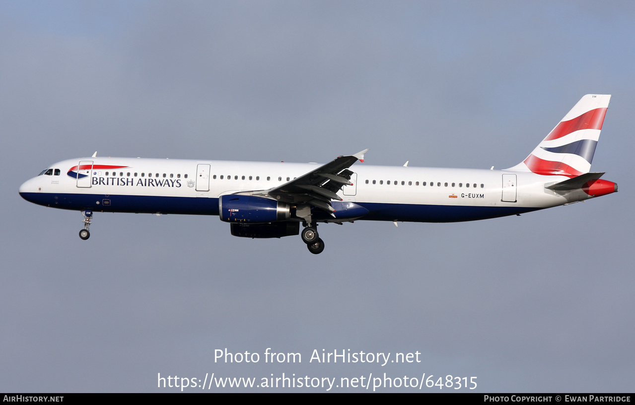 Aircraft Photo of G-EUXM | Airbus A321-231 | British Airways | AirHistory.net #648315