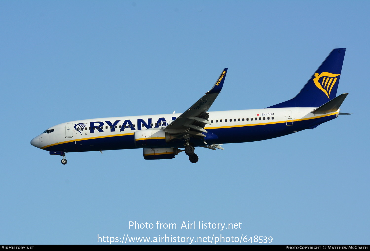 Aircraft Photo of 9H-QBJ | Boeing 737-8AS | Ryanair | AirHistory.net #648539