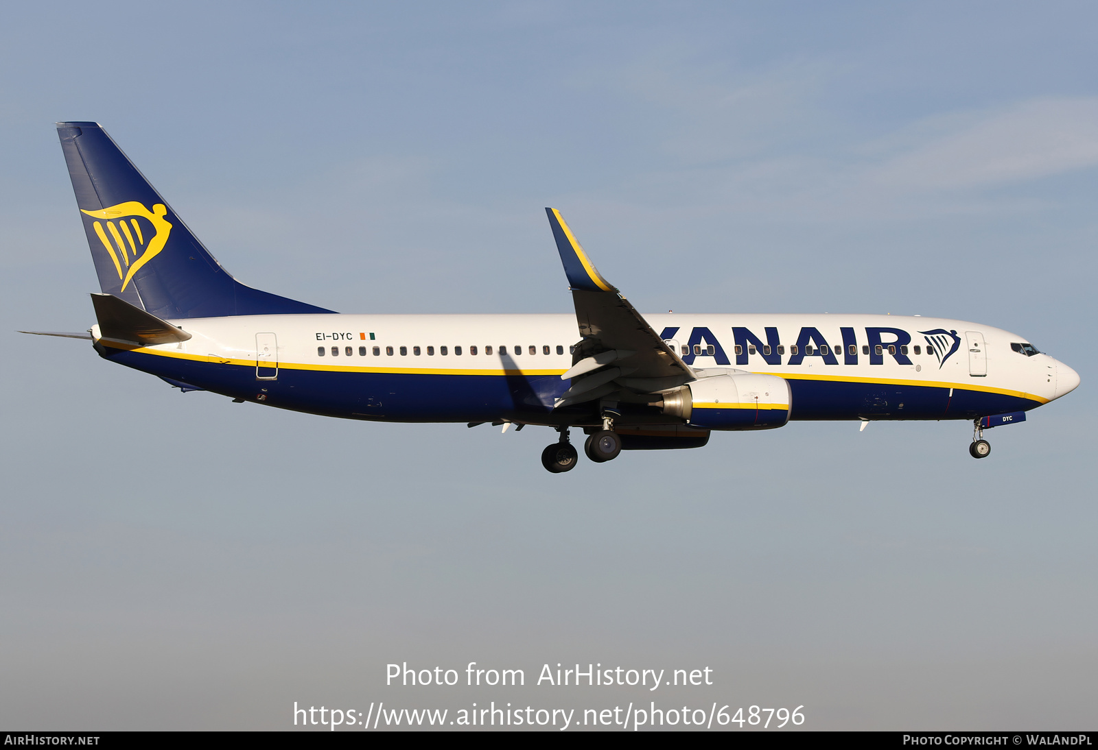 Aircraft Photo of EI-DYC | Boeing 737-8AS | Ryanair | AirHistory.net #648796