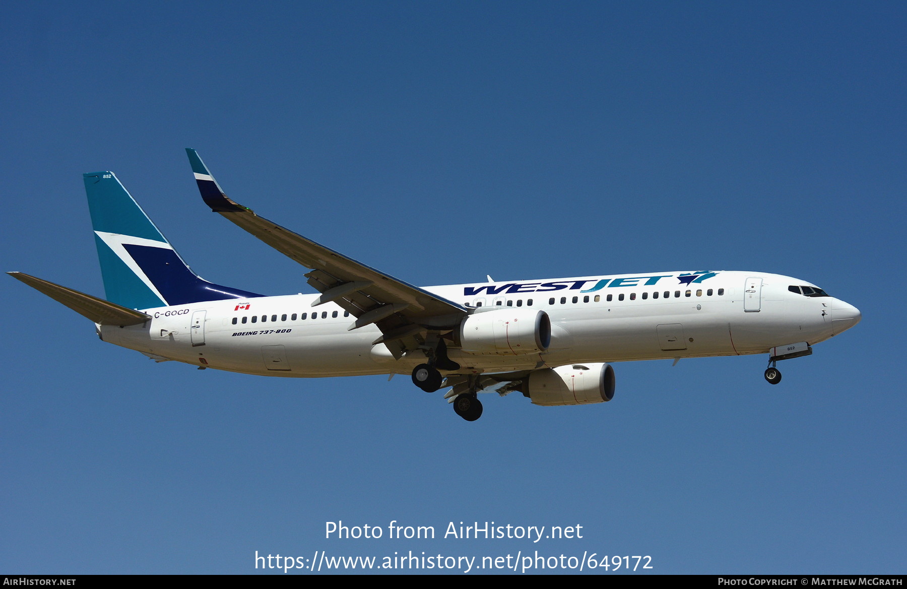 Aircraft Photo of C-GOCD | Boeing 737-8CT | WestJet | AirHistory.net #649172